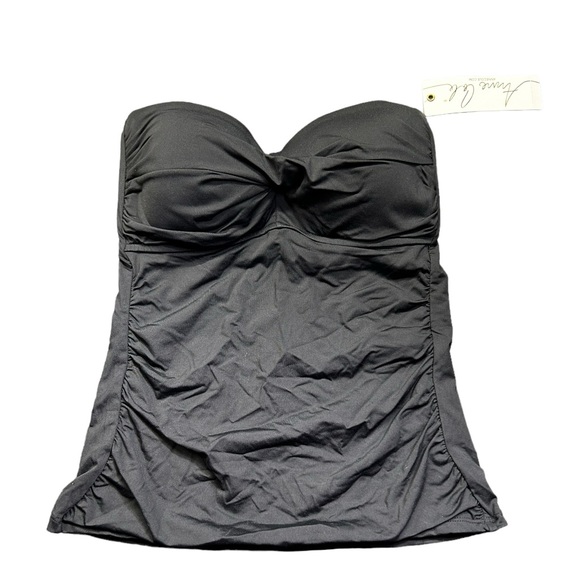 ANNE COLE womens black bandeau style tankini swim top size Small NWT - Picture 4 of 6